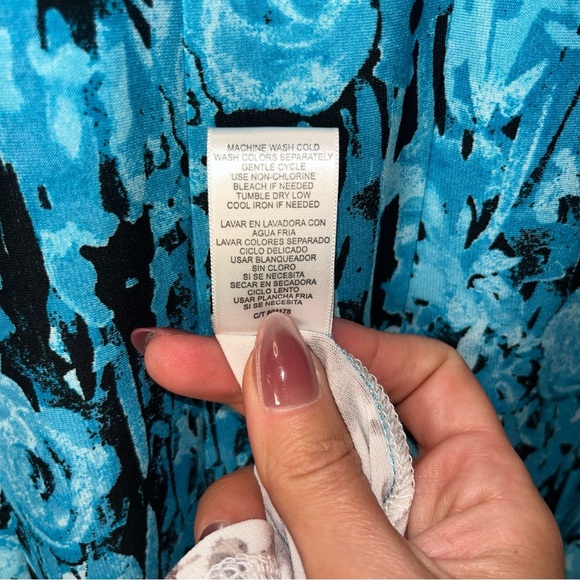 Julian Taylor Floral Blue and Black Women's Dress size 18 - Picture 5 of 13